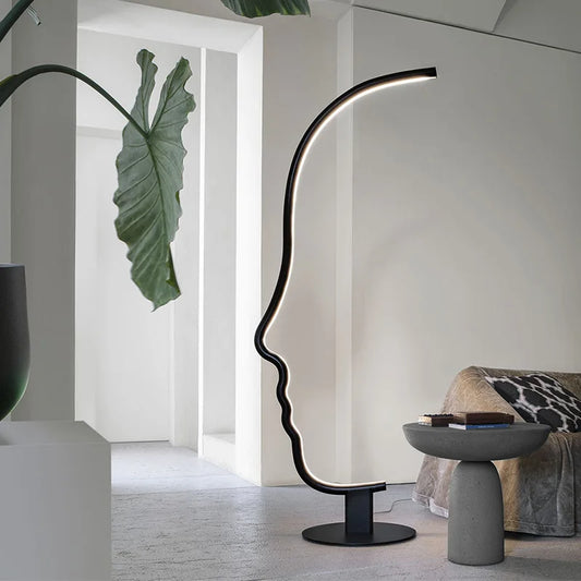 Artfan lighting Black Nordic Human Face LED Floor Lamp: Adjustable Indoor Lighting for Living Room