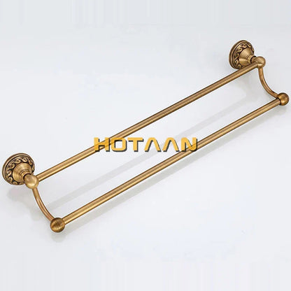 Artfan Antique Brass Towel Holder Single Bar Rack. Solid Aluminium Rail, 30/40/45/50/60cm.