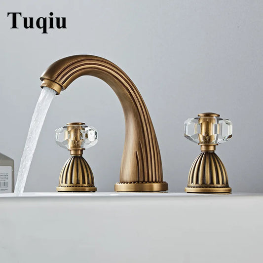 Artfan Antique Bronze Widespread Basin Faucet 3 Hole Mixer - Hot/Cold Water Tap