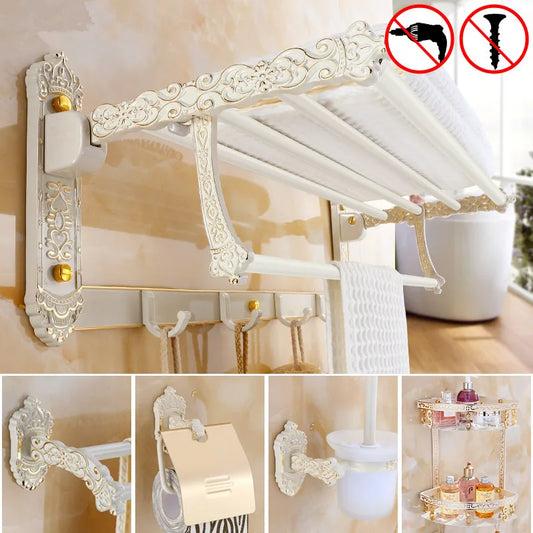 Artfan Aluminum Bath Hardware Set: Shelf, Towel Rack, Paper Holder, Brush Holder, Hooks