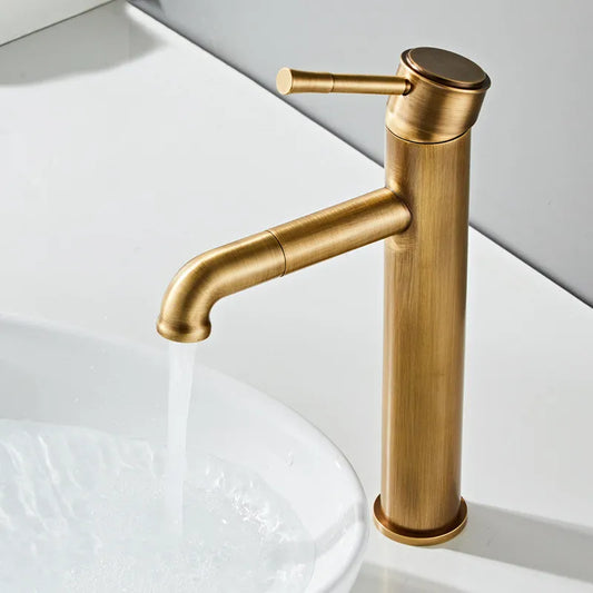 Artfan Antique Bronze Basin Faucet: Hot & Cold Brass Sink Mixer Tap, Deck Mounted