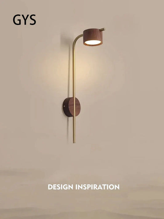 Artfan lighting Black Walnut Wood LED Wall Lamp: Luxury Nordic Bedroom Reading Light