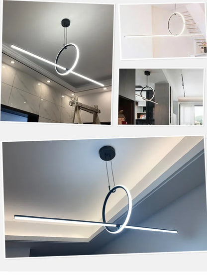 Artfan lighting Black LED Ceiling Chandelier with Remote Control for Modern Minimalist Home Decor