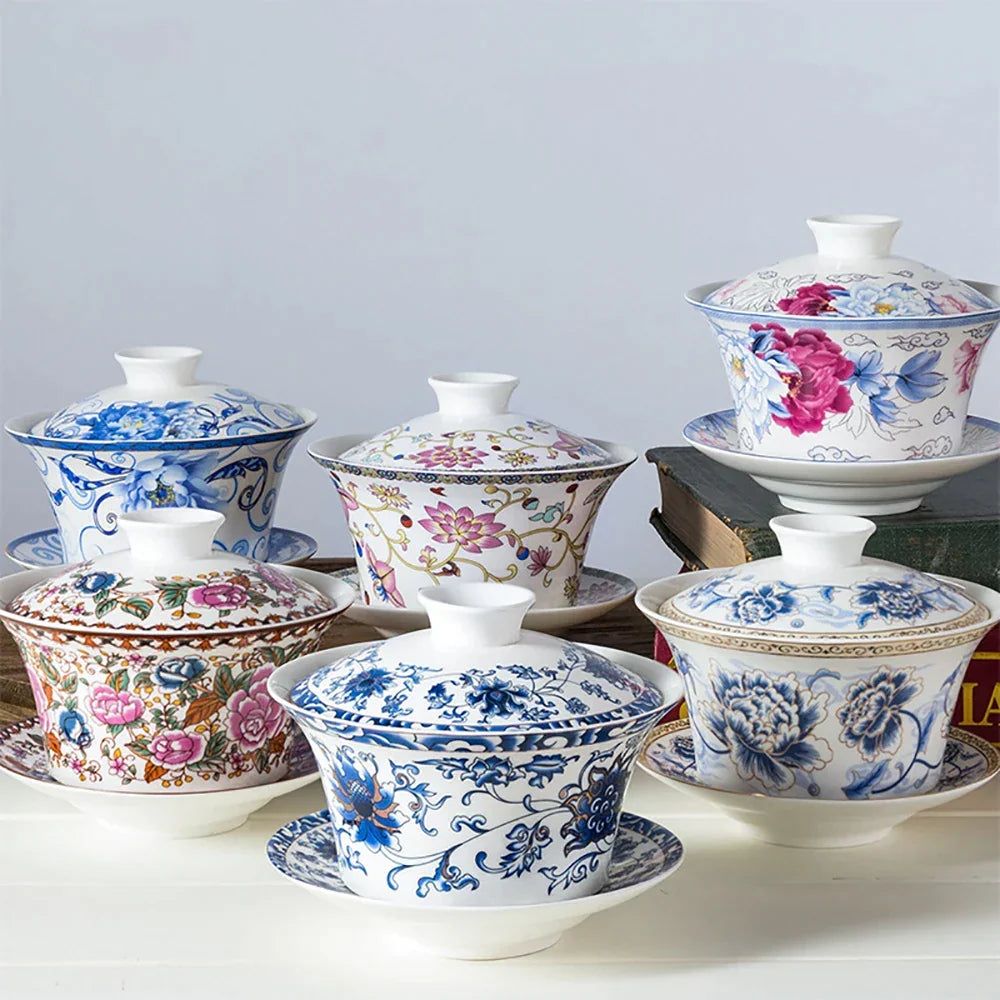 Artfan 350ml Ceramic Gaiwan Porcelain Tea Cup Set