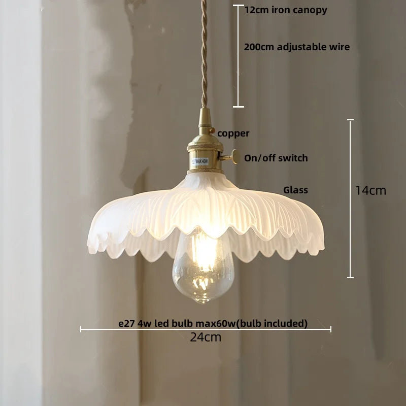 Artfan Amber Glass Walnut Wood LED Pendant Lamp with Copper Knob Switch