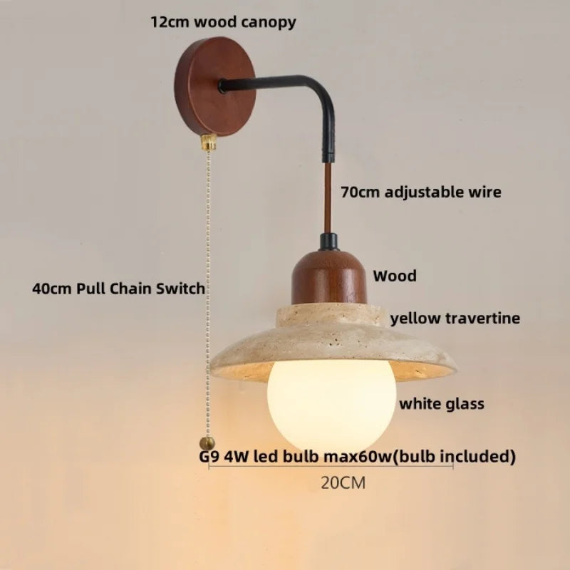 Artfan Adjustable LED Wall Sconce Yellow Travertine Stair Light Fixture for Home Decor