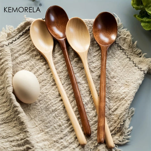 Artfan 4-Piece Wooden Spoon Set - Korean Style Natural Wood Soup Tableware