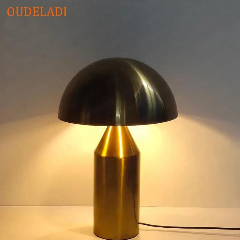 Artfan lighting Black Iron Mushroom Table Lamp, Nordic Design, Gold Accent, Living Room Bedroom Light