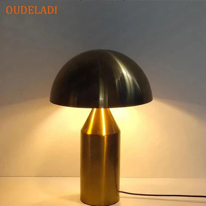 Artfan lighting Black Iron Mushroom Table Lamp, Nordic Design, Gold Accent, Living Room Bedroom Light