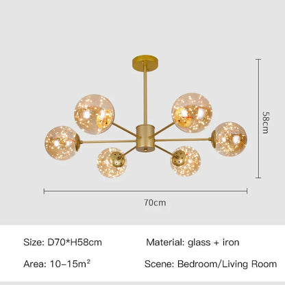 Artfan lighting Black Glass Ball Chandelier: Luxury Dimmable Pendant Lamp for Living Room & Bedroom.