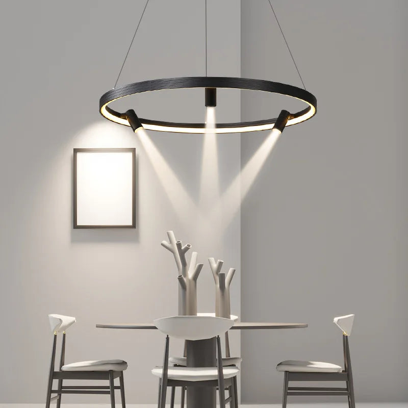 Artfan lighting Black Round Spotlight Chandelier Pendant Light for Home Decor and Dining Room