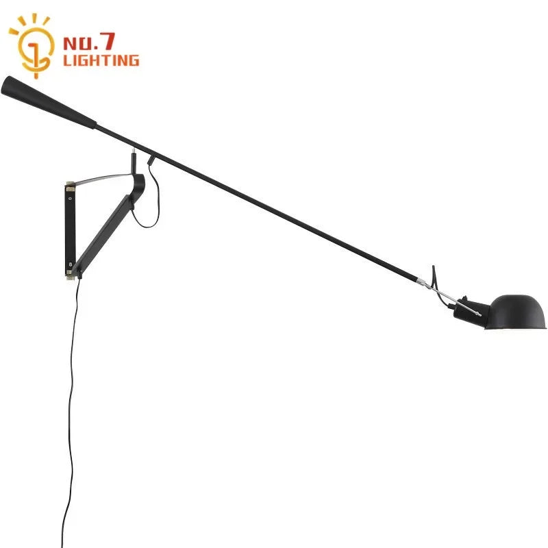Artfan Adjustable LED Wall Lamp Swing Arm Modern Light Fixture Black/White for Living Room