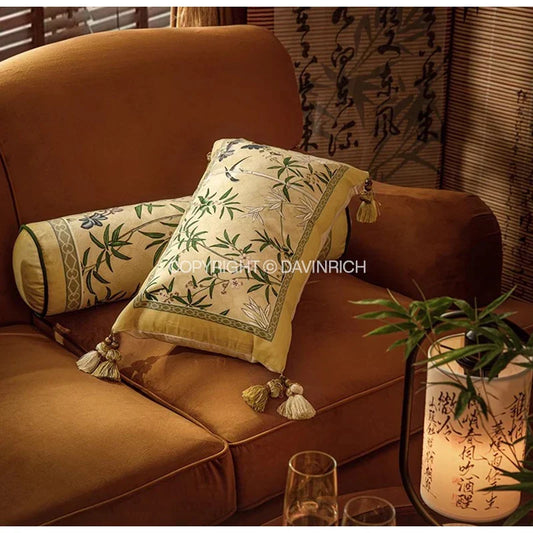 Artfan Autum Orchid Velvet Lumbar Pillow Cover - Oriental Home Decor
