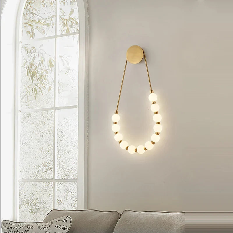 Artfan lighting Black Gold LED Her Necklace Wall Lamp Sconce for Bedroom & Corridor