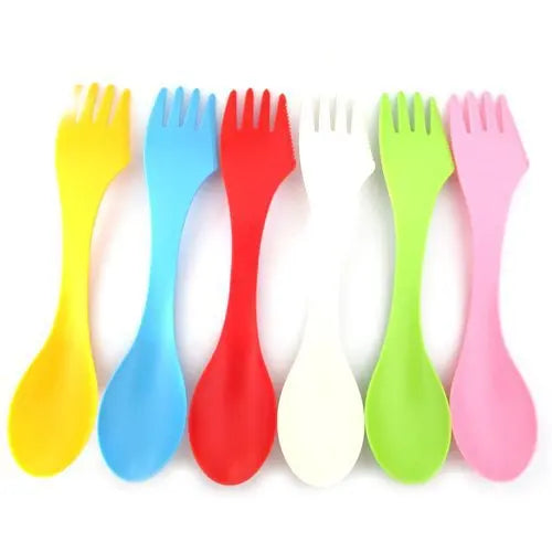 Artfan 6Pcs Outdoor Spork Set: Spoon, Fork, Cutter - Camping, Hiking, Picnic Utensils