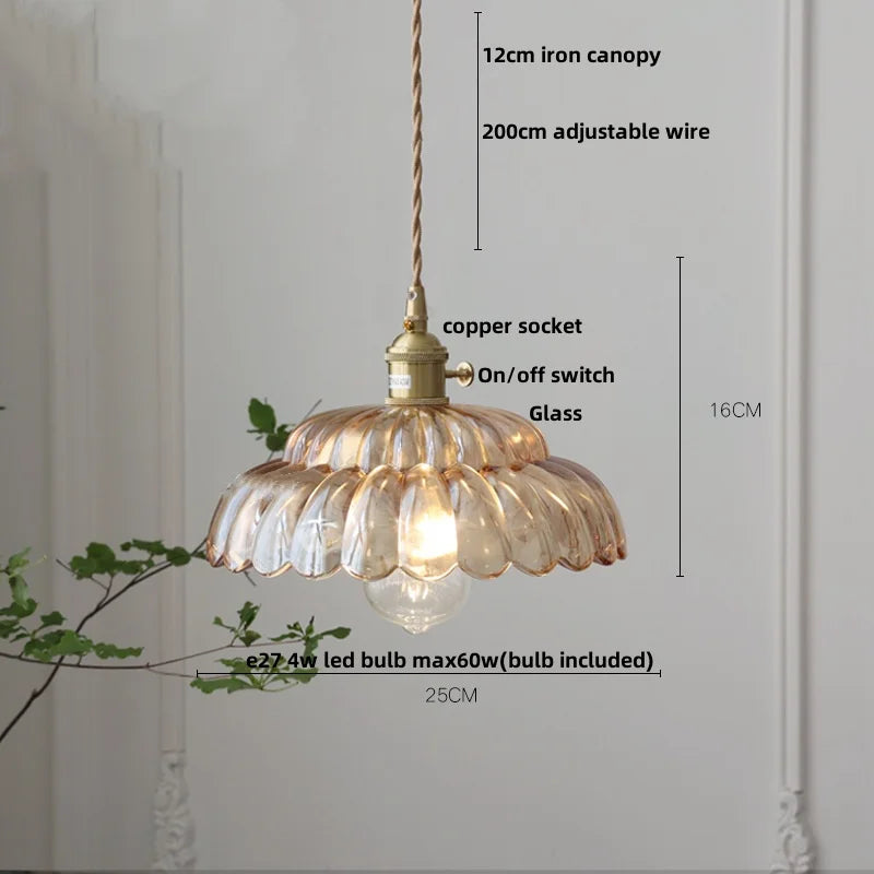Artfan Amber Flower Glass LED Pendant Lights for Home Decor