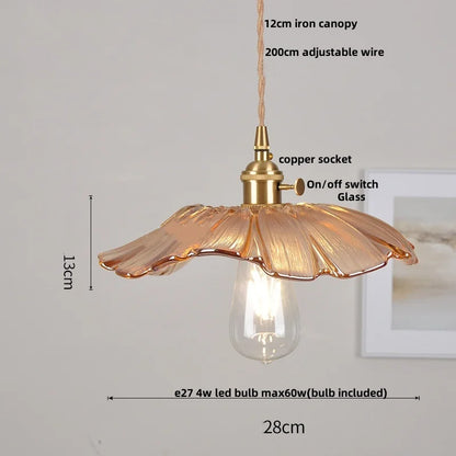 Artfan Amber Flower Glass LED Pendant Lights for Home Decor