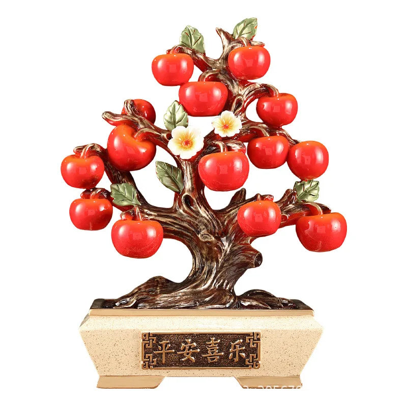 Artfan Artificial Fruit Tree Apple Basket Ornaments Home Decor Figurines