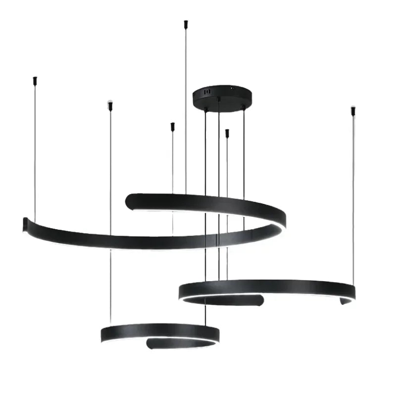 Artfan lighting Black LED Chandelier Pendant Light for Foyer Stairs Bar, Minimalist Indoor Hanging Lamp