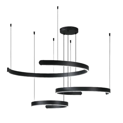 Artfan lighting Black LED Chandelier Pendant Light for Foyer Stairs Bar, Minimalist Indoor Hanging Lamp