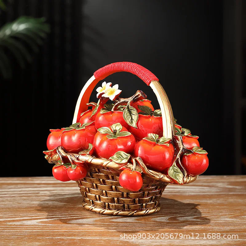 Artfan Artificial Fruit Tree Apple Basket Ornaments Home Decor Figurines