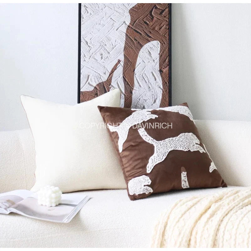 Artfan  Convex Rings Geometry Jacquard Pillowcase Cappuccino Luxury Cushion Cover