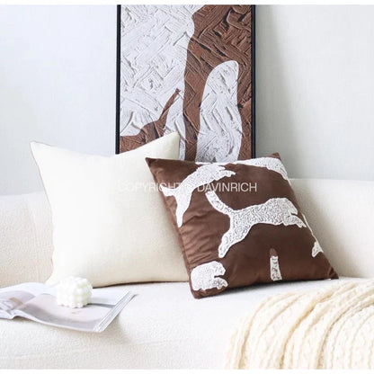Artfan  Convex Rings Geometry Jacquard Pillowcase Cappuccino Luxury Cushion Cover