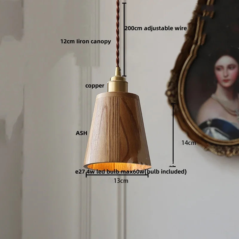 Artfan Ash Wood LED Pendant Lamp Adjustable Hanging Lights Luminaire