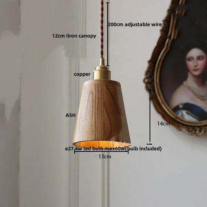 Artfan Ash Wood LED Pendant Lamp Adjustable Hanging Lights Luminaire