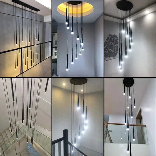 Artfan lighting Black LED Ceiling Chandelier: Stylish Staircase Lighting for Home Decor & Living Room