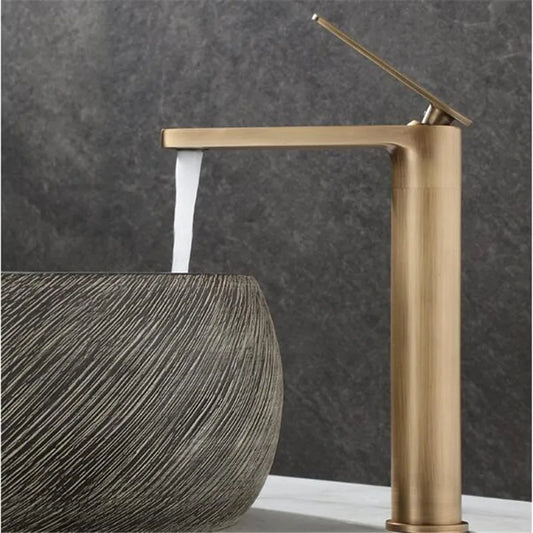 Artfan Antique Bronze Basin Faucet Deck Mounted Hot & Cold Brass Bathroom Sink Mixer Tap