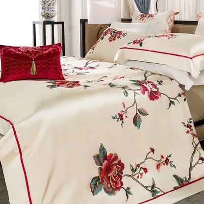 Artfan 200S Embroidery Egyptian Cotton Bedding Set - Queen King Linens
