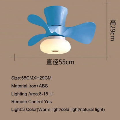 Artfan 22 Inch Smart Ceiling Fans with Wood Color and Colorful Light