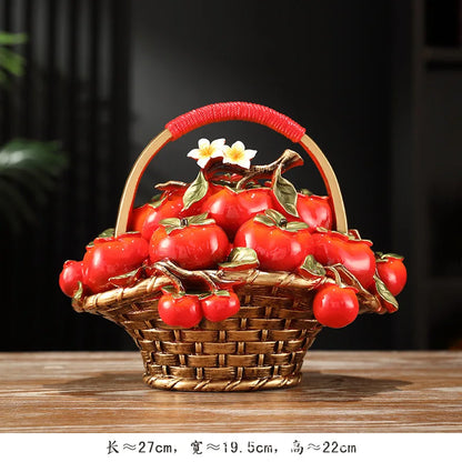 Artfan Artificial Fruit Tree Apple Basket Ornaments Home Decor Figurines