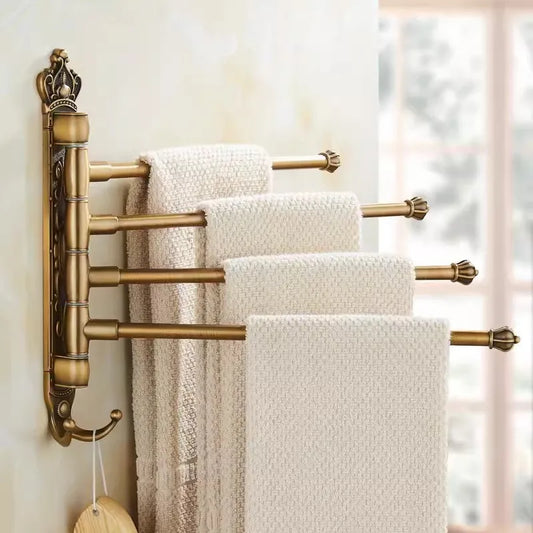 Artfan Antique Carved Swivel Towel Hanger, Wall Mounted Folding Towel Bar, Bathroom Towel Holder