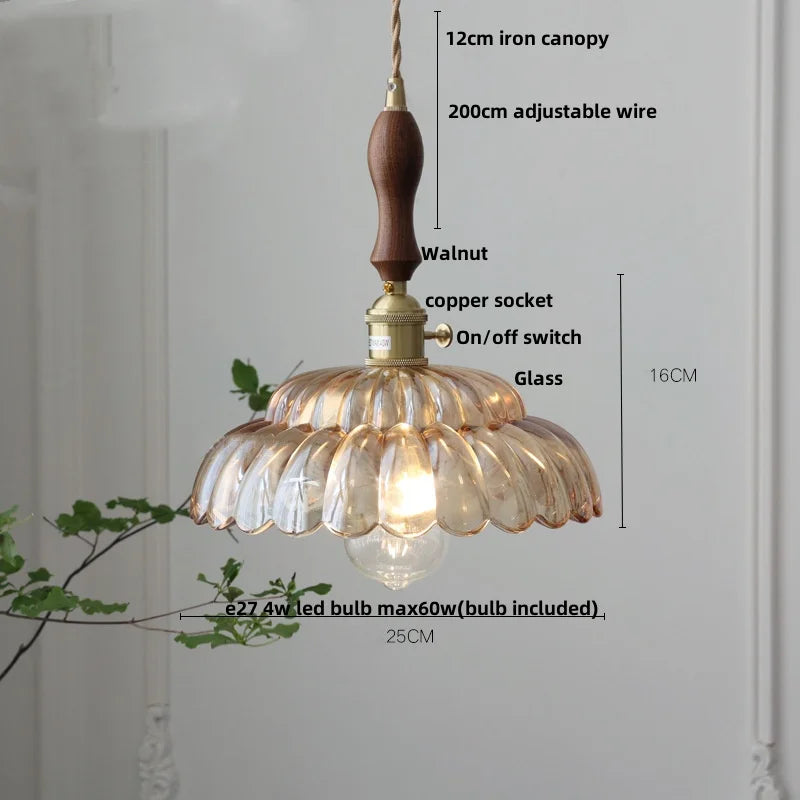Artfan Amber Flower Glass LED Pendant Lights for Home Decor