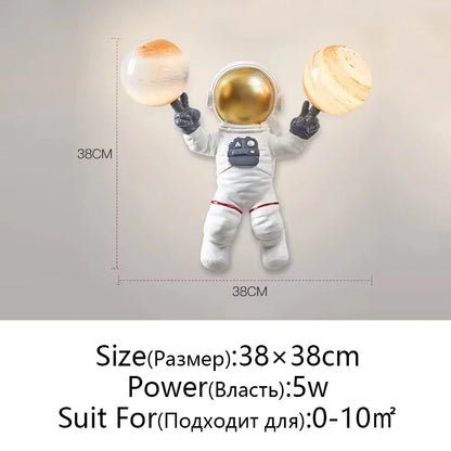 Artfan Astronaut Moon Planet Table Lamp Night Light Bedroom Decor Spaceman Theme