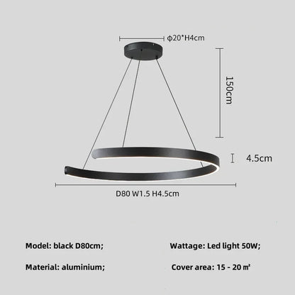 Artfan lighting Black LED Chandelier Pendant Light for Foyer Stairs Bar, Minimalist Indoor Hanging Lamp