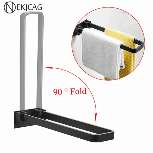 Artfan lighting Black Aluminum Bathroom Towel Rack - Single Layer Wall Mounted Towel Bar
