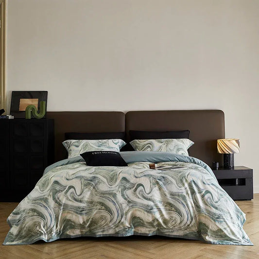 Artfan 100s Egyptian Cotton Printed Bedding Set with Sheet, Duvet Cover, and Pillowcase