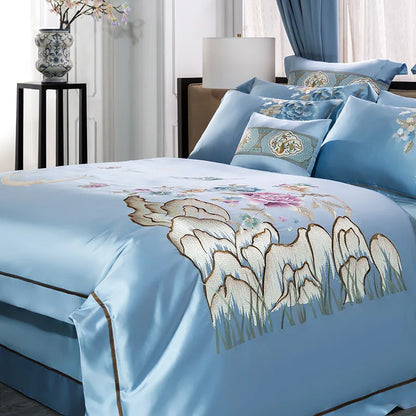 Artfan 200S Cotton Embroidery Bedding Set - Queen King Linens - Duvet Cover Sheets