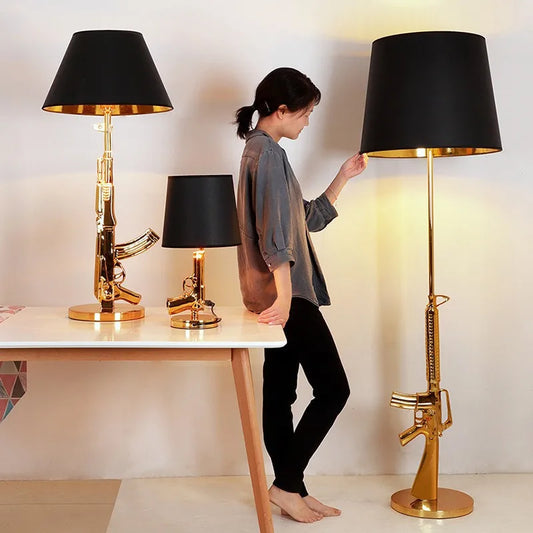 Artfan AK47 Guns Floor Lamp Electroplated Silver Golden Metal Art Deco Bedside Luxury Lamp