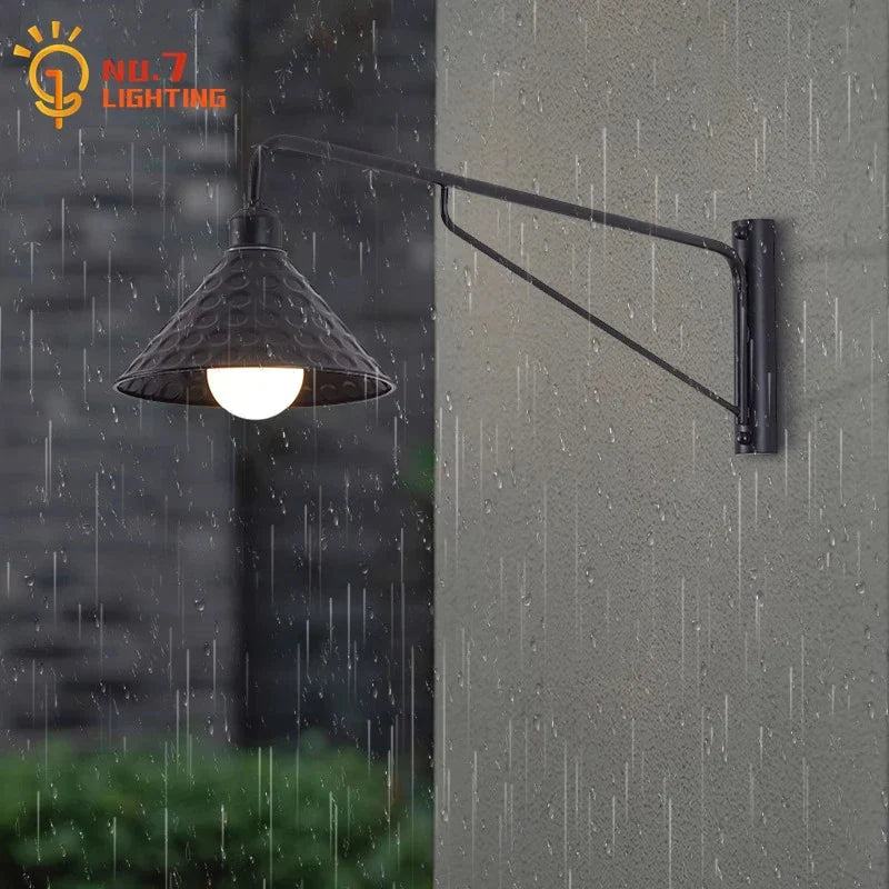 Artfan lighting Black LED Swing Arm Wall Lamp for Outdoor Decor in Bedroom, Balcony & Aisle