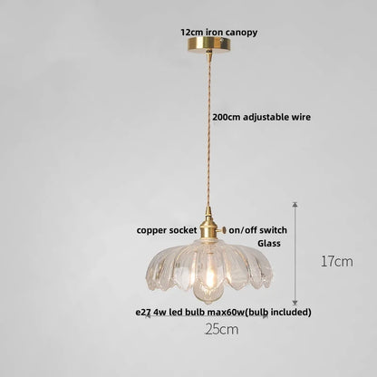 Artfan Amber Glass Walnut Wood LED Pendant Lamp with Copper Knob Switch