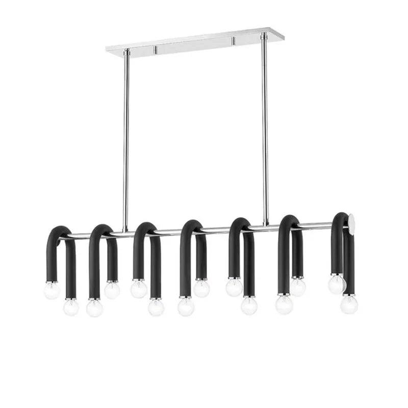 Artfan lighting Black Aluminum Tube Dimmable LED Chandelier with U-Shaped Design