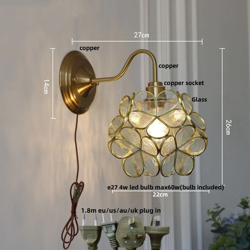Artfan Amber Glass Wall Sconce Vintage Loft LED Vanity Light Fixture