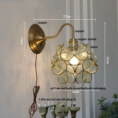 Artfan Amber Glass Wall Sconce Vintage Loft LED Vanity Light Fixture