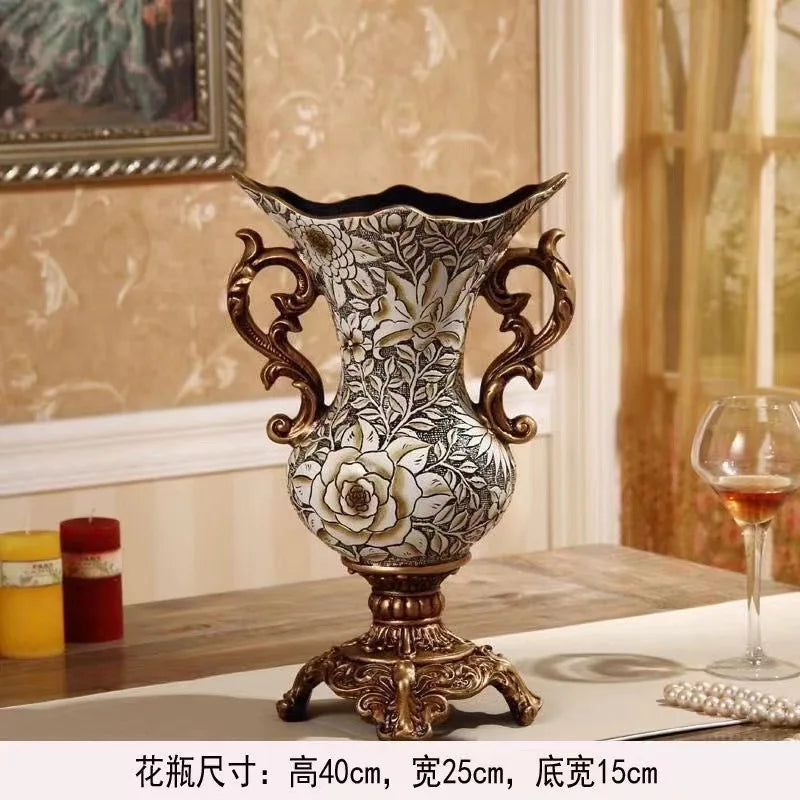 Artfan Resin Vase Dried Flowers Arrangement for Living Room Decor