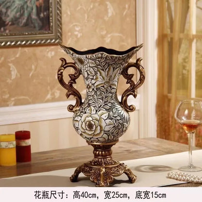 Artfan Resin Vase Dried Flowers Arrangement for Living Room Decor