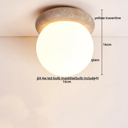 Artfan Acryl Travertine LED Ceiling Lights - Modern Natural Stone Ceiling Lamp